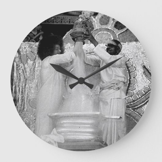 Sathya Sai Baba Round Large Wall Clock Große Wanduhr (Vorderseite)