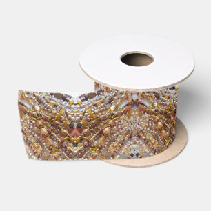 Satin-Band natürlicher Earthtones Perlen-Druck Satinband