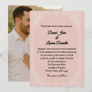Satin Blush Foto-Hochzeitseinladung Einladung