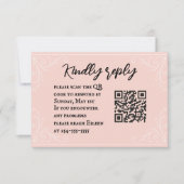 Satin Blush QR Code Wedding RSVP Card Karte (Vorderseite)