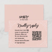Satin Blush QR Code Wedding RSVP Card Karte (Vorne/Hinten)