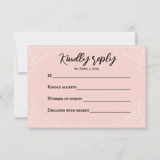 Satin Blush Wedding RSVP Card (Vorderseite)