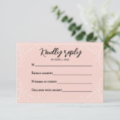 Satin Blush Wedding RSVP Card (Stehend Vorderseite)