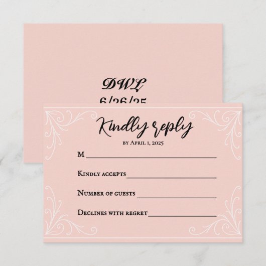 Satin Blush Wedding RSVP Card (Vorne/Hinten)