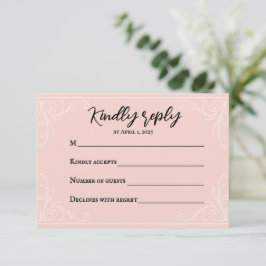Satin Blush Wedding RSVP Card
