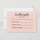 Satin Blush Wedding RSVP Card Karte (Vorderseite)