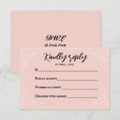 Satin Blush Wedding RSVP Card Karte (Vorne/Hinten)