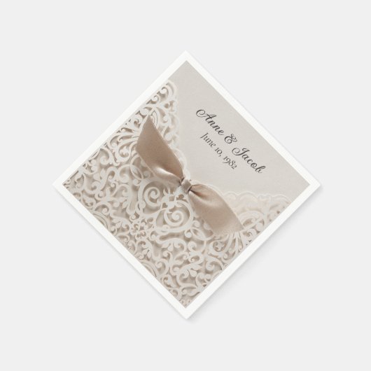 Satin Bow an der Spitze des Jubiläums Serviette (Ecke)