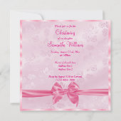 Satin Bow Foto Girl's Christening Einladung (Rückseite)