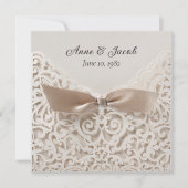 Satin Bow on Lace Wedding Vow Renewal Einladung (Vorderseite)