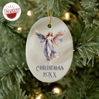 Satin Christmas Angel Keramik Ornament