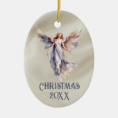 Satin Christmas Angel Keramik Ornament (Vorne)