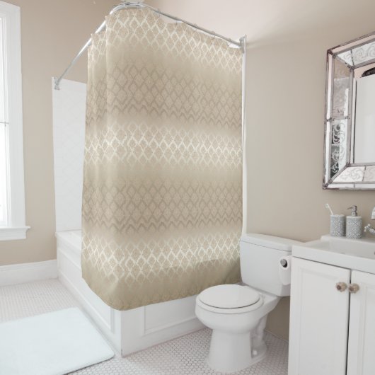 Satin-Damast Taupe-Beigebad Duschvorhang (Beispiel)