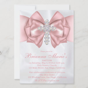 Satin Diamond Cross Taufe   Einladung zur Feier