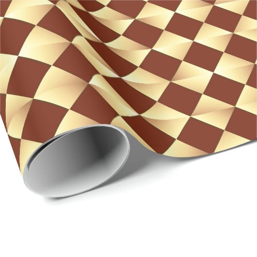 Satin Diamonds - Gold & Schokolade Geschenkpapier (Rolleneckpunkt)