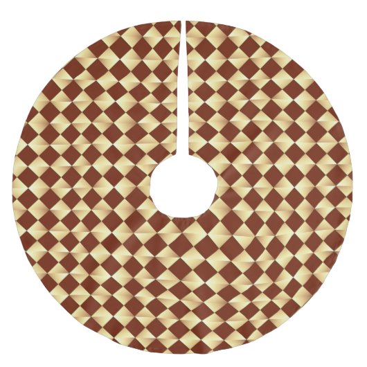 Satin Diamonds - Gold & Schokolade Polyester Weihnachtsbaumdecke (Vorderseite)