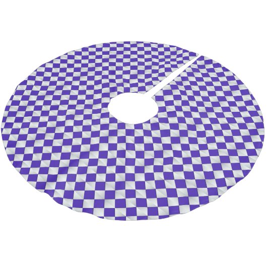 Satin Diamonds - Kobalt und Weiß Polyester Weihnachtsbaumdecke (Schrägansicht)
