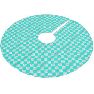 Satin Diamonds - Silber und Aqua Polyester Weihnachtsbaumdecke