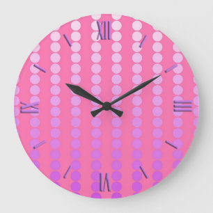 Satin dots - pink and orchid große wanduhr