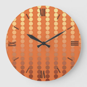 Satin dots - rust and gold große wanduhr