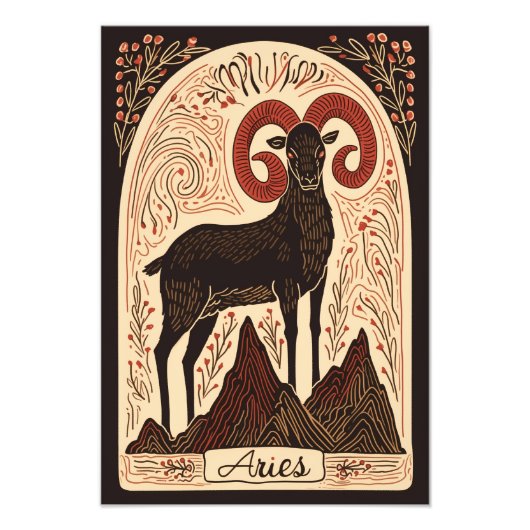 Satin Foto Paper Aries Celestial Zodiac (Vorne)