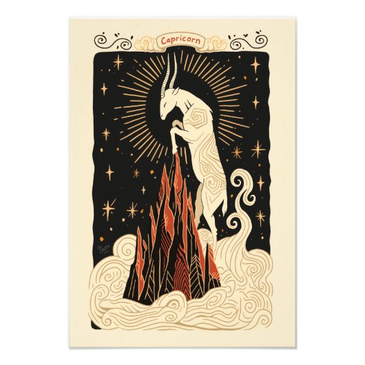 Satin Foto Paper Capricorn Celestial Zodiac (Vorne)