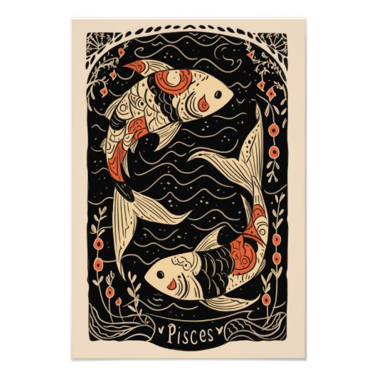 Satin Foto Paper Pisces Celestial Zodiac (Vorne)