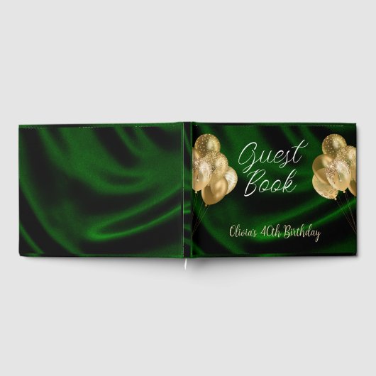 Satin Green Quinceanera Birthday Gästebuch (Voll)