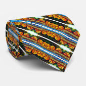 Satin Halloween Holiday Pumpkin Strip Krawatte (Gerollt)