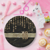 Satin Jewel 16 . Geburtstag Black Gold ID260 Pappteller (Party)