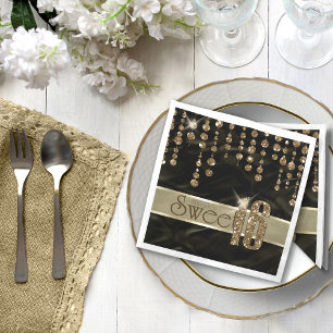 Satin Jewel 16 . Geburtstag Black Gold ID260 Serviette