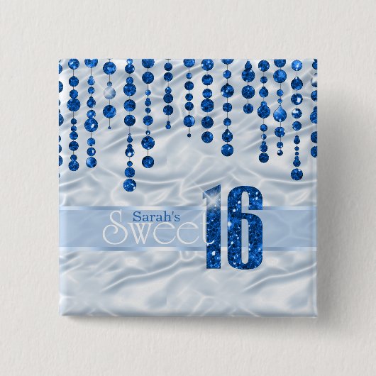Satin Jewel 16 . Geburtstag Blue ID260 Button (Vorderseite)