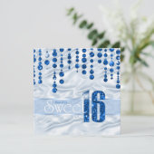 Satin Jewel 16 . Geburtstag Blue ID260 Einladung (Stehend Vorderseite)
