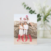 Satin Joy Weihnachts Foto Postkarte (Stehend Vorderseite)