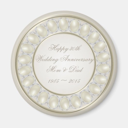 Satin Pearl 30th Wedding Anniversary Magnet (Vorne)