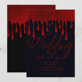 Satin Red Tropfens Dripping Blood Halloween Hochze Einladung