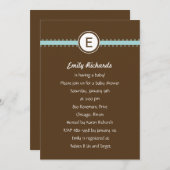 Satin Ribbon Babydusche Einladung - in Blue (Vorne/Hinten)