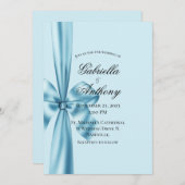 Satin Ribbon Blue Wedding Einladung (Vorne/Hinten)