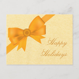 Satin Ribbon & Bow Weihnachtskarte, gelb Feiertagspostkarte
