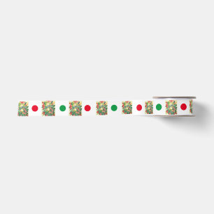 Satin Ribbon Dots grün und rot Satinband