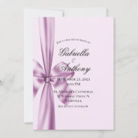 Satin Ribbon Lila Lavender Wedding Einladung