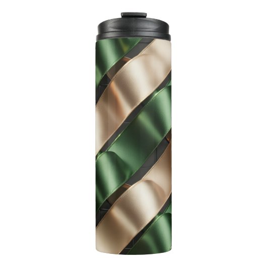 Satin Ribbon Pattern – Elegant Soft Fabric Loop  Thermosbecher (Vorderseite)