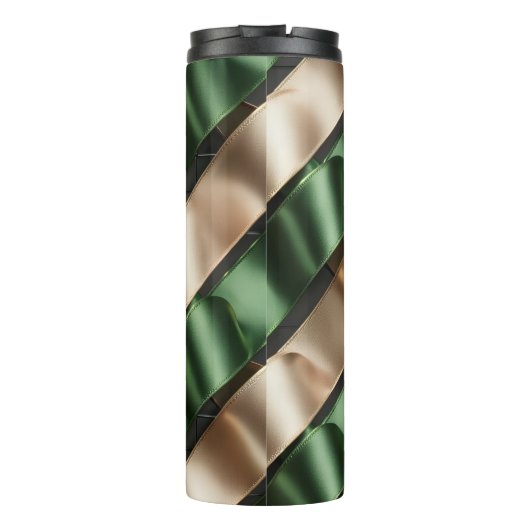 Satin Ribbon Pattern – Elegant Soft Fabric Loop  Thermosbecher (Rückseite)