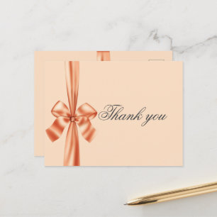 Satin Ribbon Peach Wedding Vielen Dank Postkarte