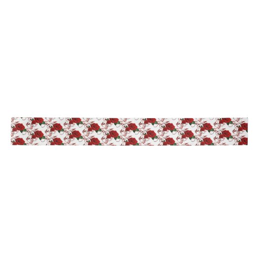 Satin Ribbon-Rote Rosen Satinband (Vorderseite)