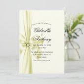 Satin Ribbon Yellow Wedding Einladung (Stehend Vorderseite)
