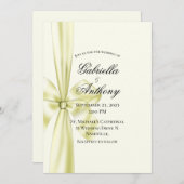 Satin Ribbon Yellow Wedding Einladung (Vorne/Hinten)