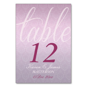 Satin-Rosa-Damask-Hochzeit-Stilvolle-Tischkarte Tischnummer