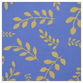 Satin Sheen Gold Blätter auf Cerulean Blue Stoff (Muster)