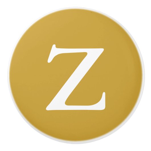 Satin Sheen Gold Mit Monogramm Keramikknauf (Vorderseite)